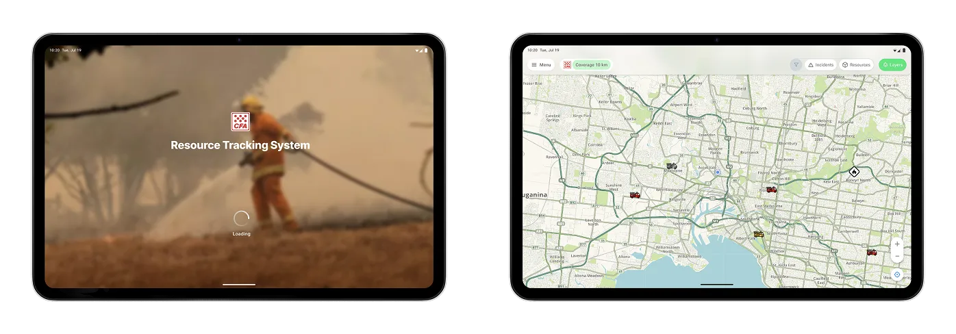 RTS tablet map-geolocation screens